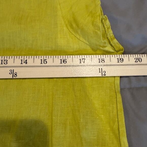 Terzo Millennio Linen Top Embroidered Lace Hem Tunic Chartreus Green Size Small - Picture 8 of 10